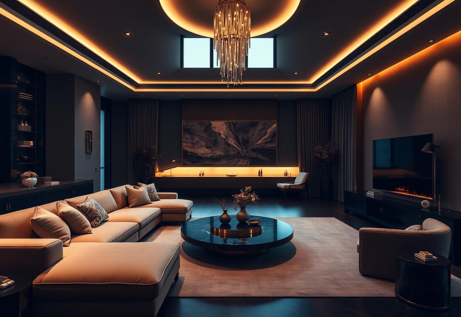 Luxurious modern living room designed by Casa Interiors